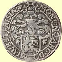 ½ Gehelmde rijksdaalder of ½ prinsendaalder. 1593,Hoorn.